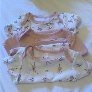 Baby Girls Pink Ballet Bodysuit Set - 3 Pack